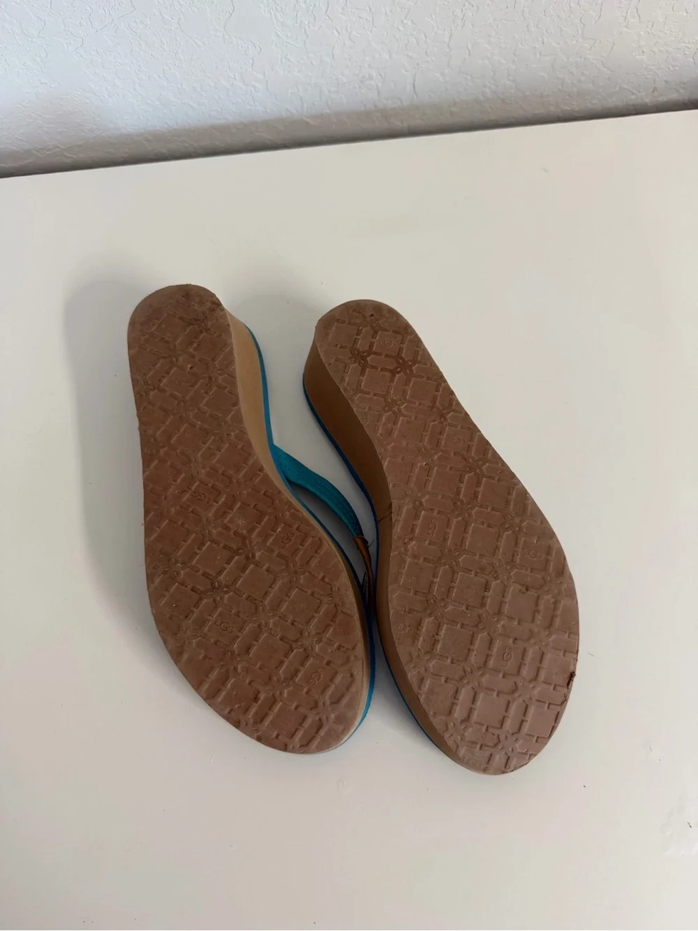 UGG | Women’s Teal and Tan Wedge Flip Flop Sandals